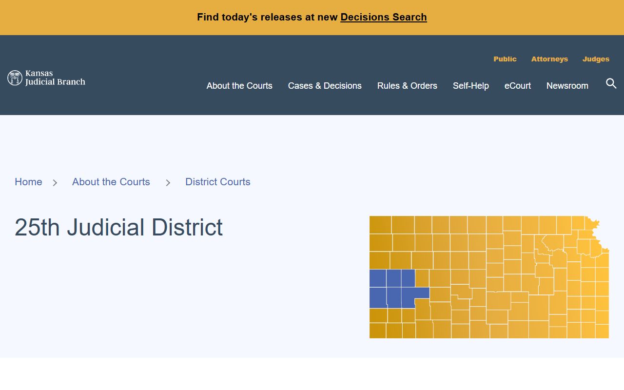 Scott County court dockets Kansas 25th Judicial District page