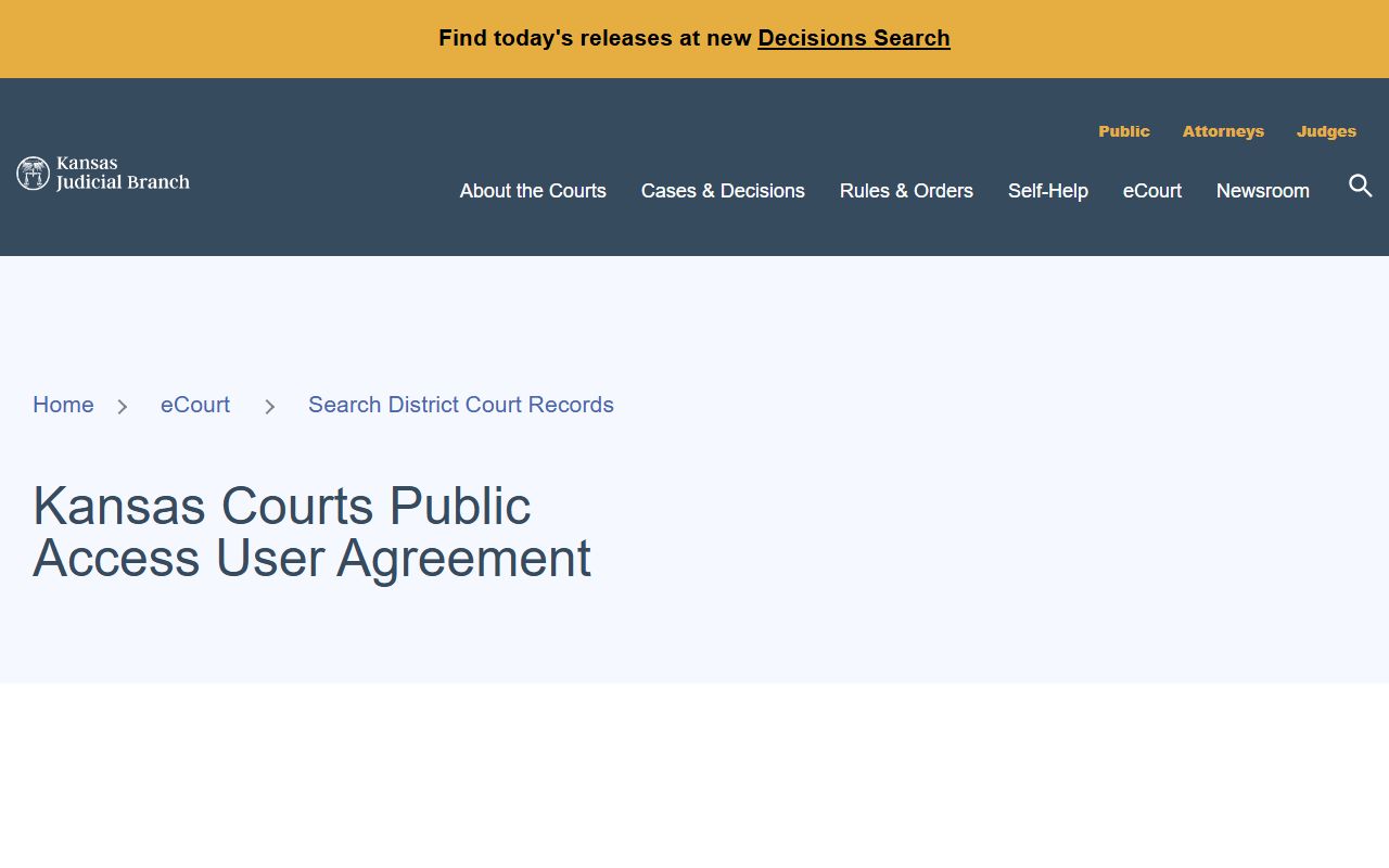 Scott County court records Kansas public access portal user agreement