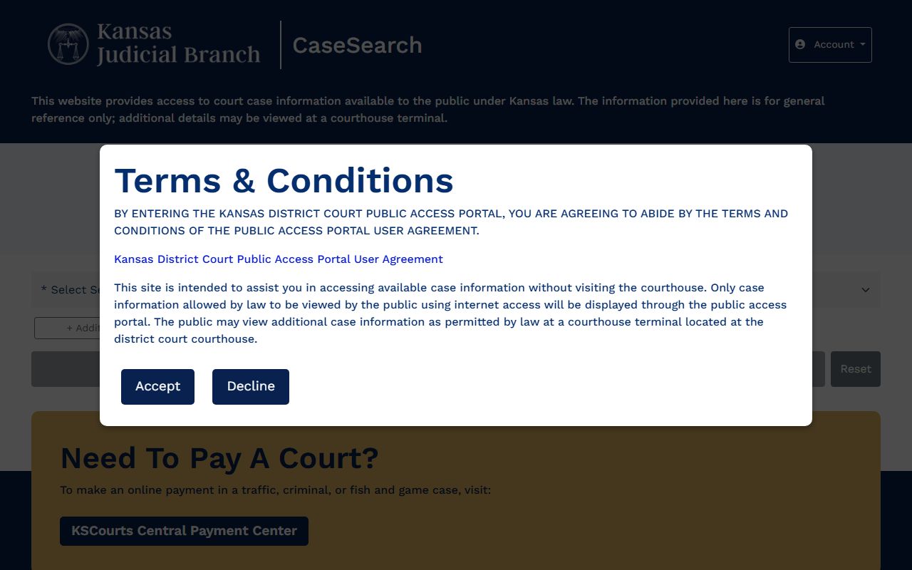 Kansas CaseSearch public district court record portal