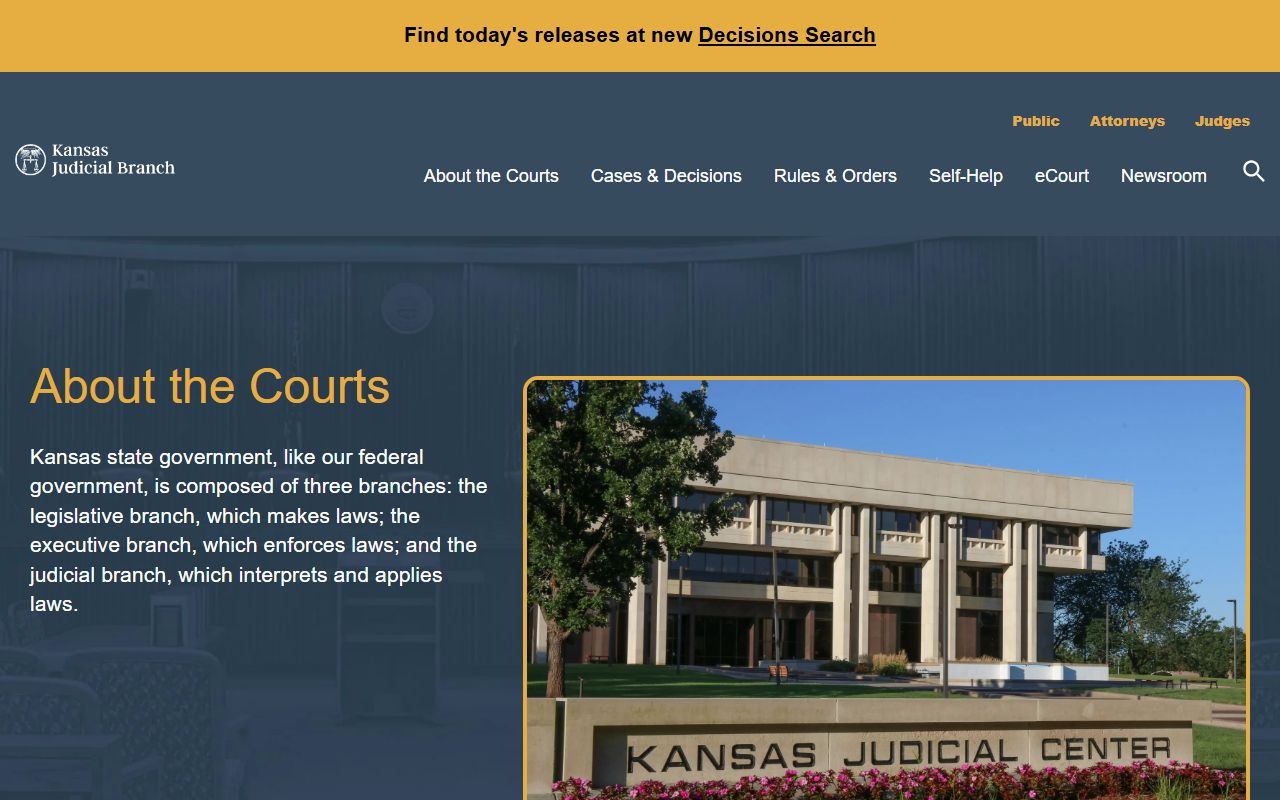 Kansas Judicial Branch court structure information
