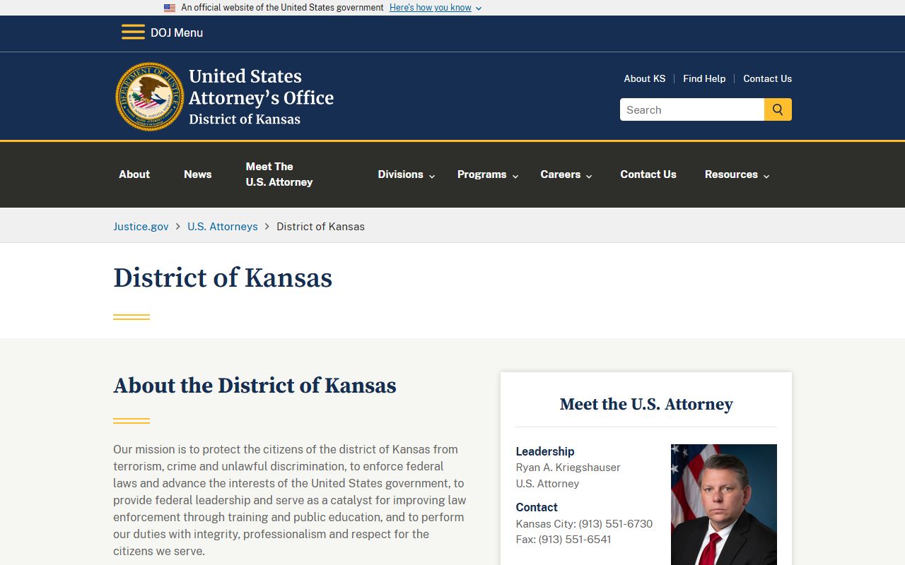 Scott County warrant records U.S. Attorney District of Kansas source